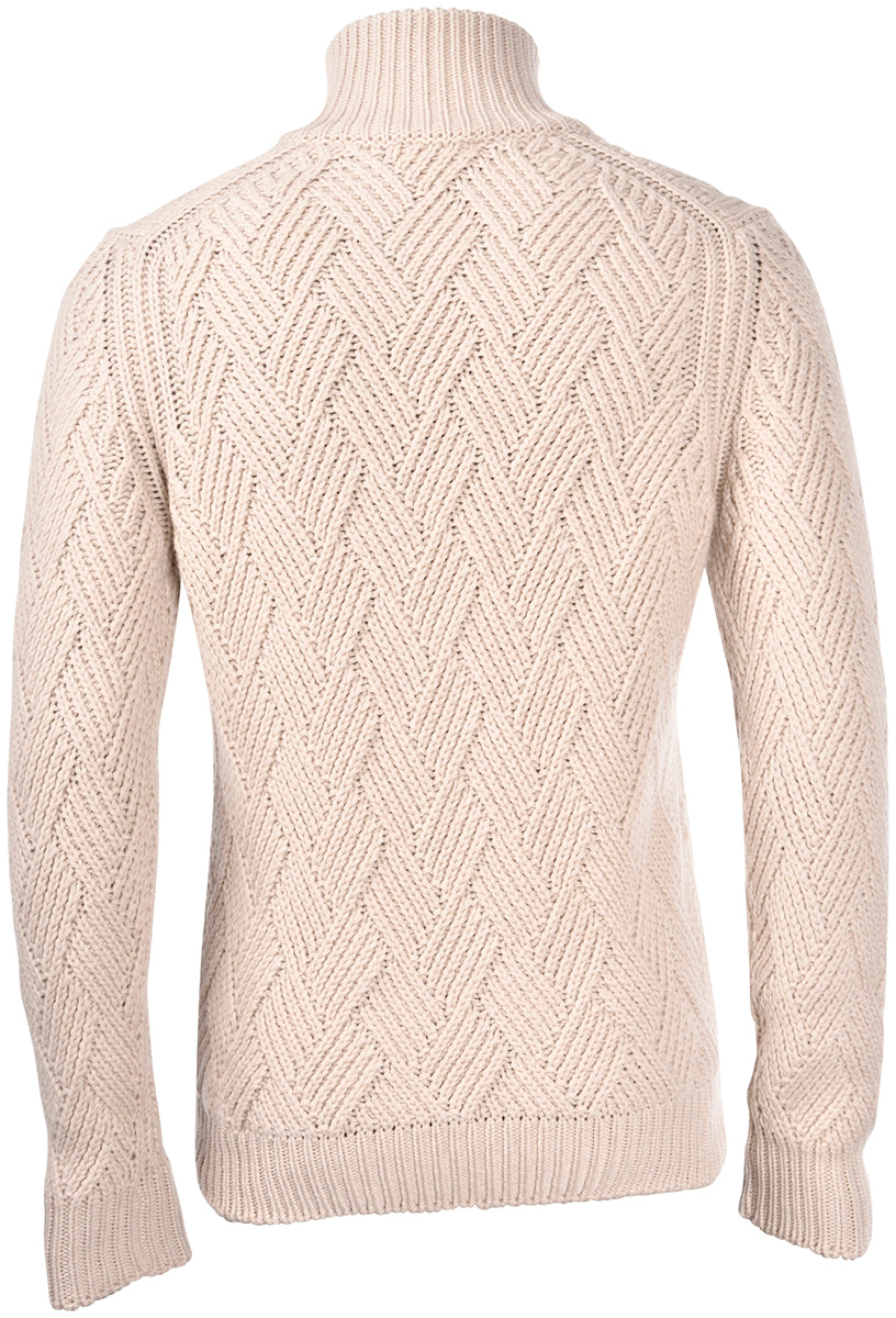 GRAN SASSO Cardigan Uomo Full Zip Punto Canestro-Beige