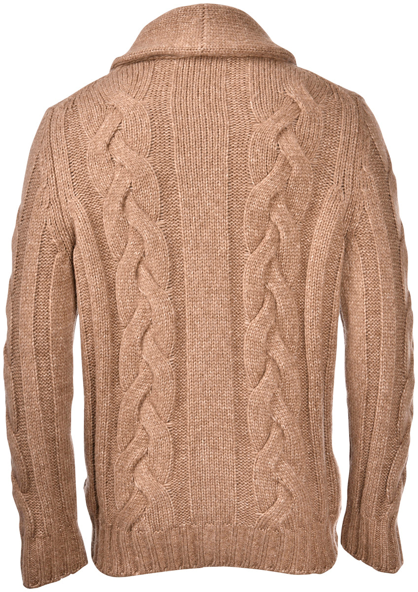 GRAN SASSO Cardigan Uomo Trecce Collo Scialle-Marrone