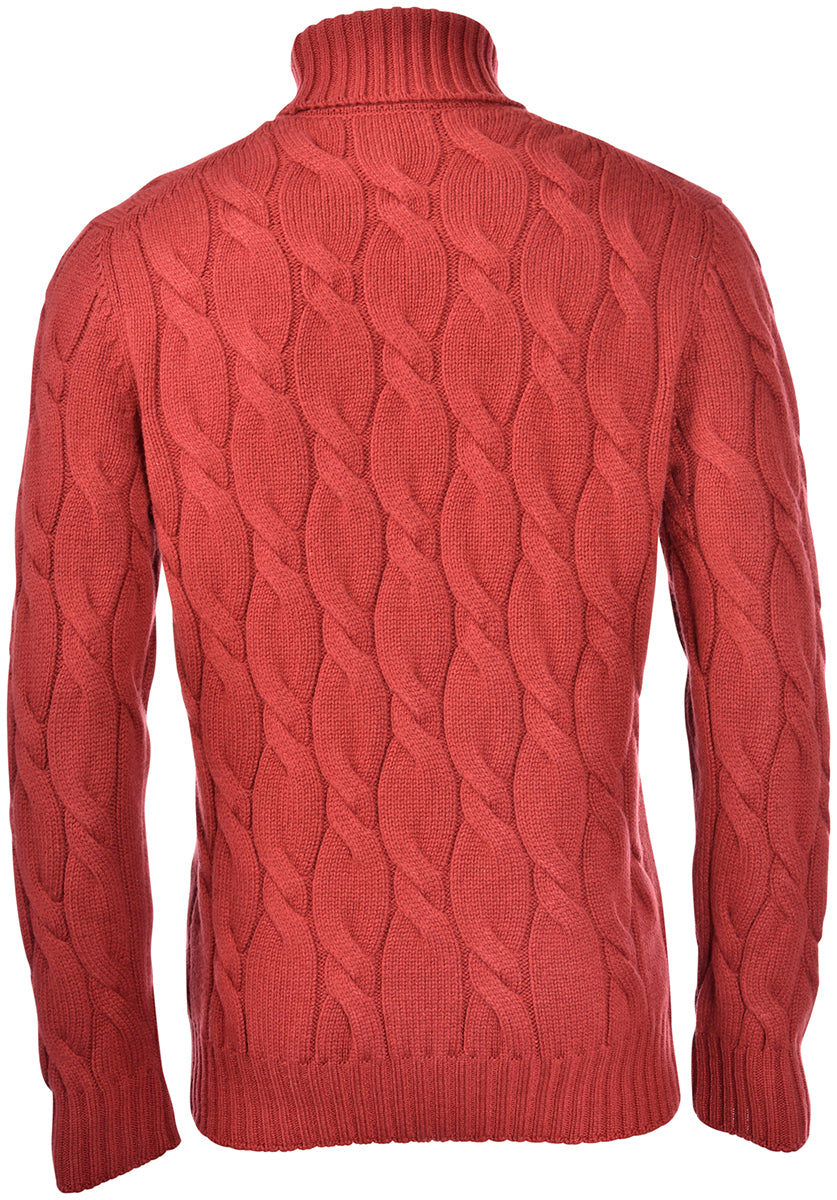 GRAN SASSO Maglione Uomo Dolcevita Trecce-Rosso