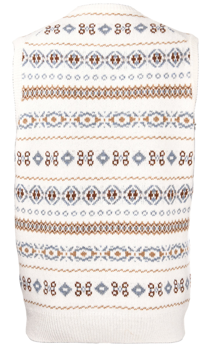 GRAN SASSO Gilet Uomo Jacquard Lana Shetland-Bianco