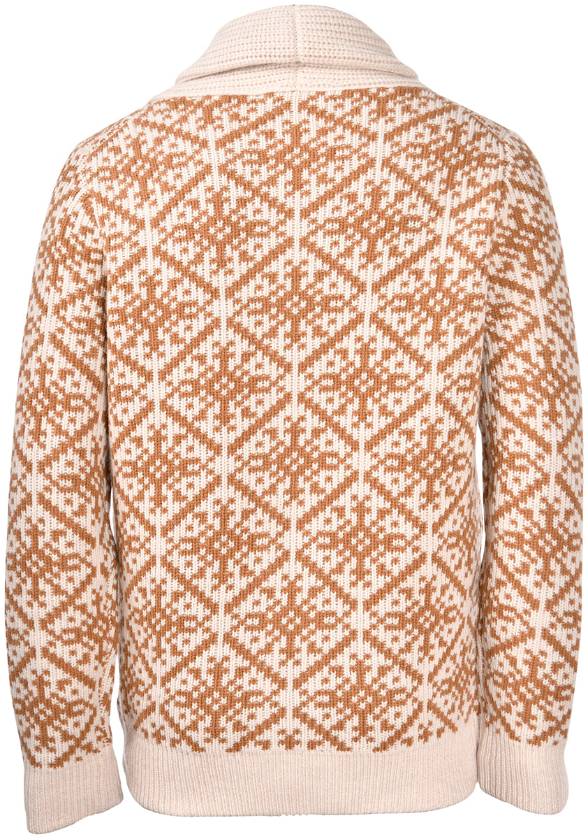 GRAN SASSO Cardigan Uomo Jacquard Lana Super Geelong-Nocciola Marrone