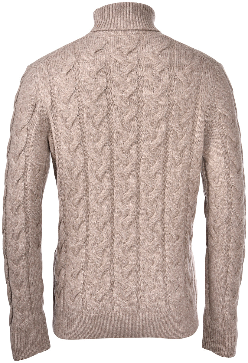 GRAN SASSO Maglione Uomo Dolcevita Trecce-Tortora