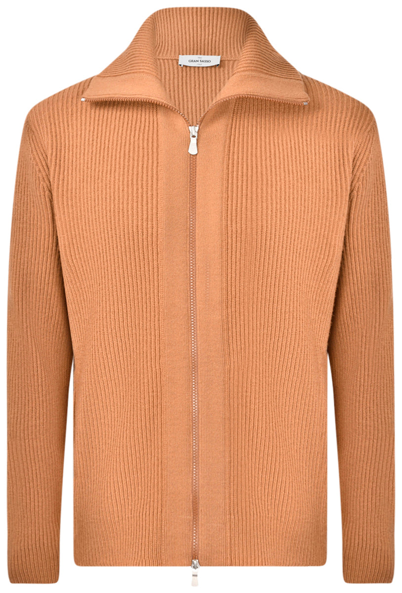 GRAN SASSO Cardigan Uomo Lana Super Geelong Costine-Marrone