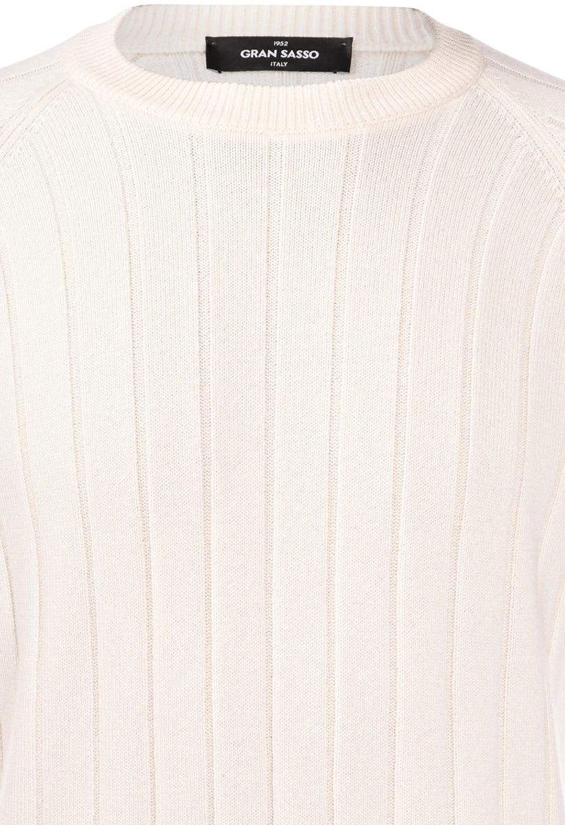 GRAN SASSO Maglia Uomo Girocollo Coste-Bianco