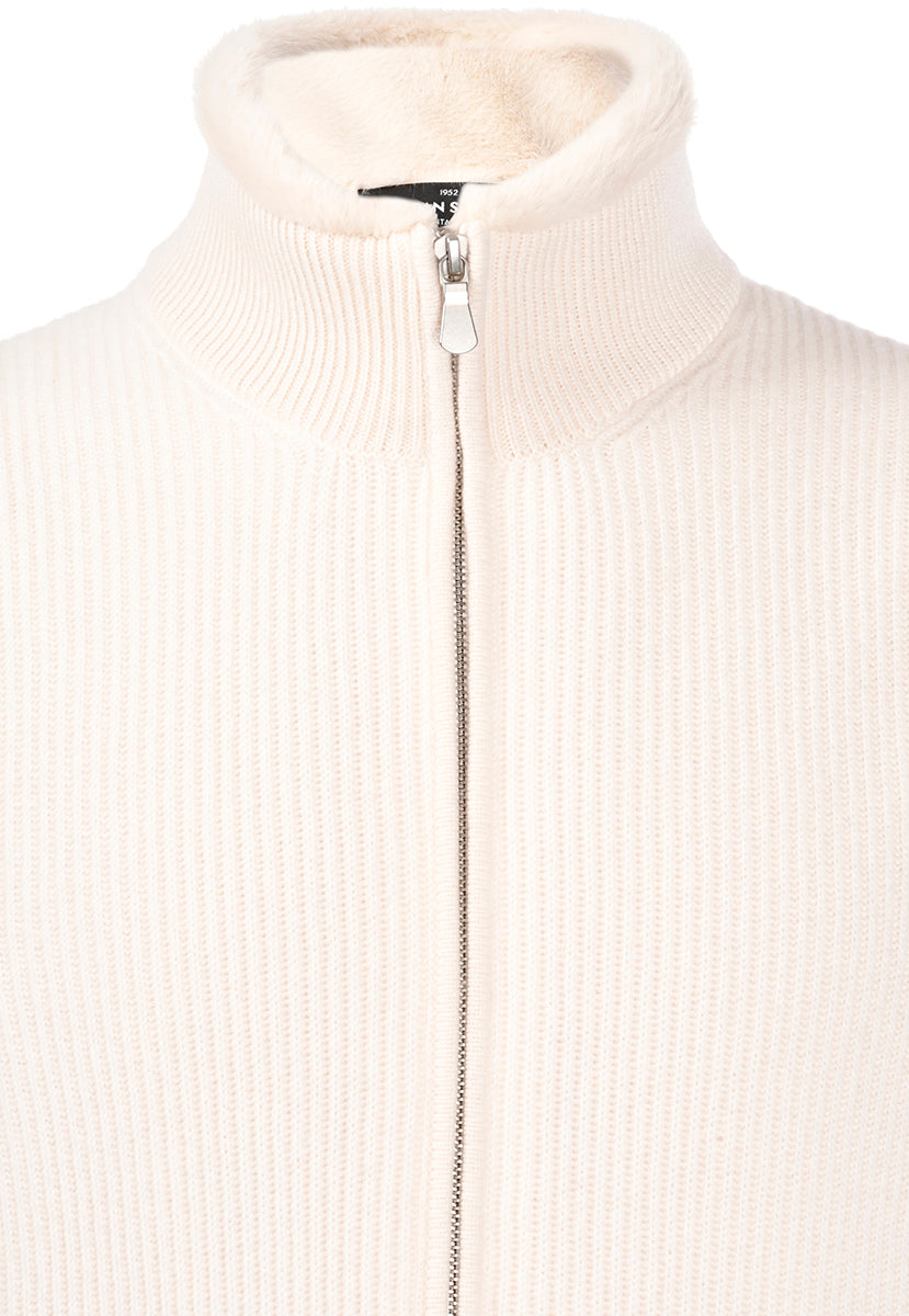 GRAN SASSO Gilet Uomo Cashmere Ecopelliccia-Bianco