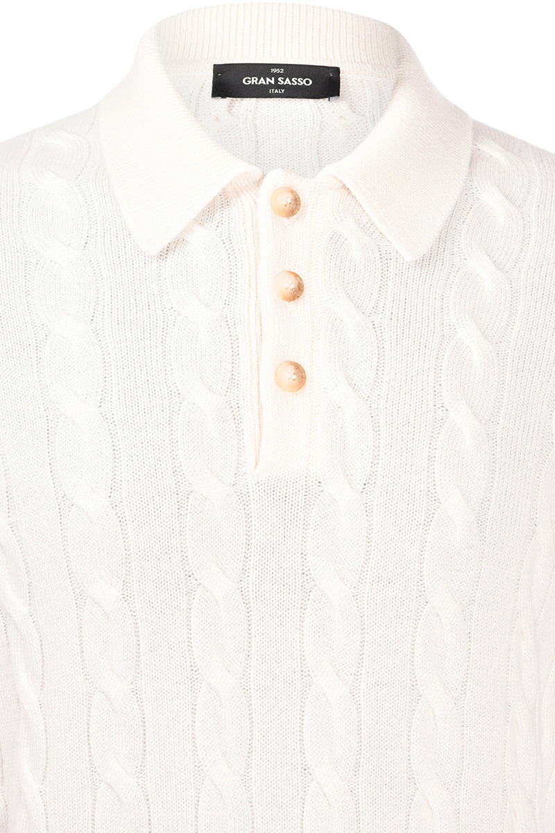 GRAN SASSO Maglia Uomo Polo Trecce-Bianco