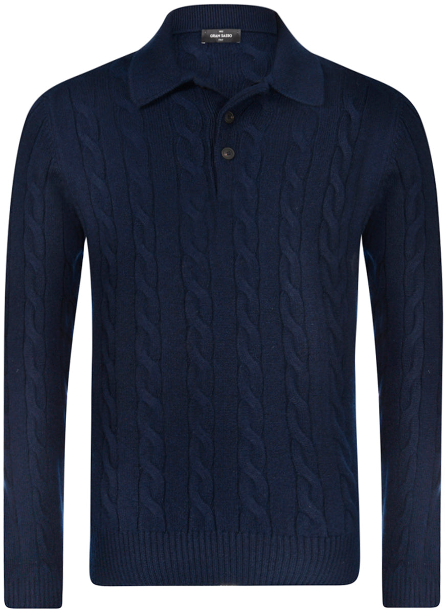 GRAN SASSO Maglia Uomo Polo Trecce-Blu Navy