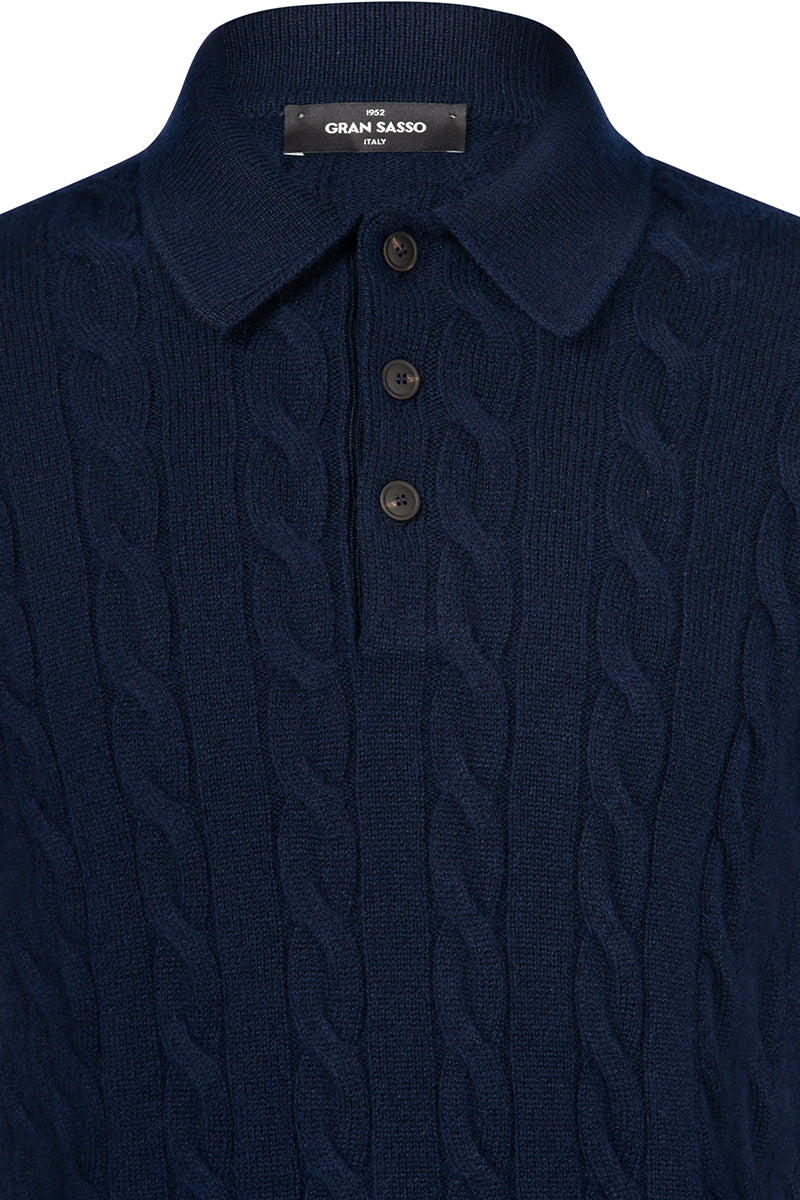 GRAN SASSO Maglia Uomo Polo Trecce-Blu Navy