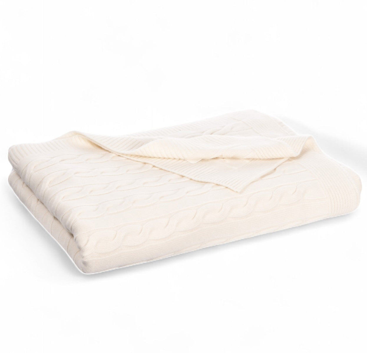 GRAN SASSO Plaid Cashmere Trecce-Bianco