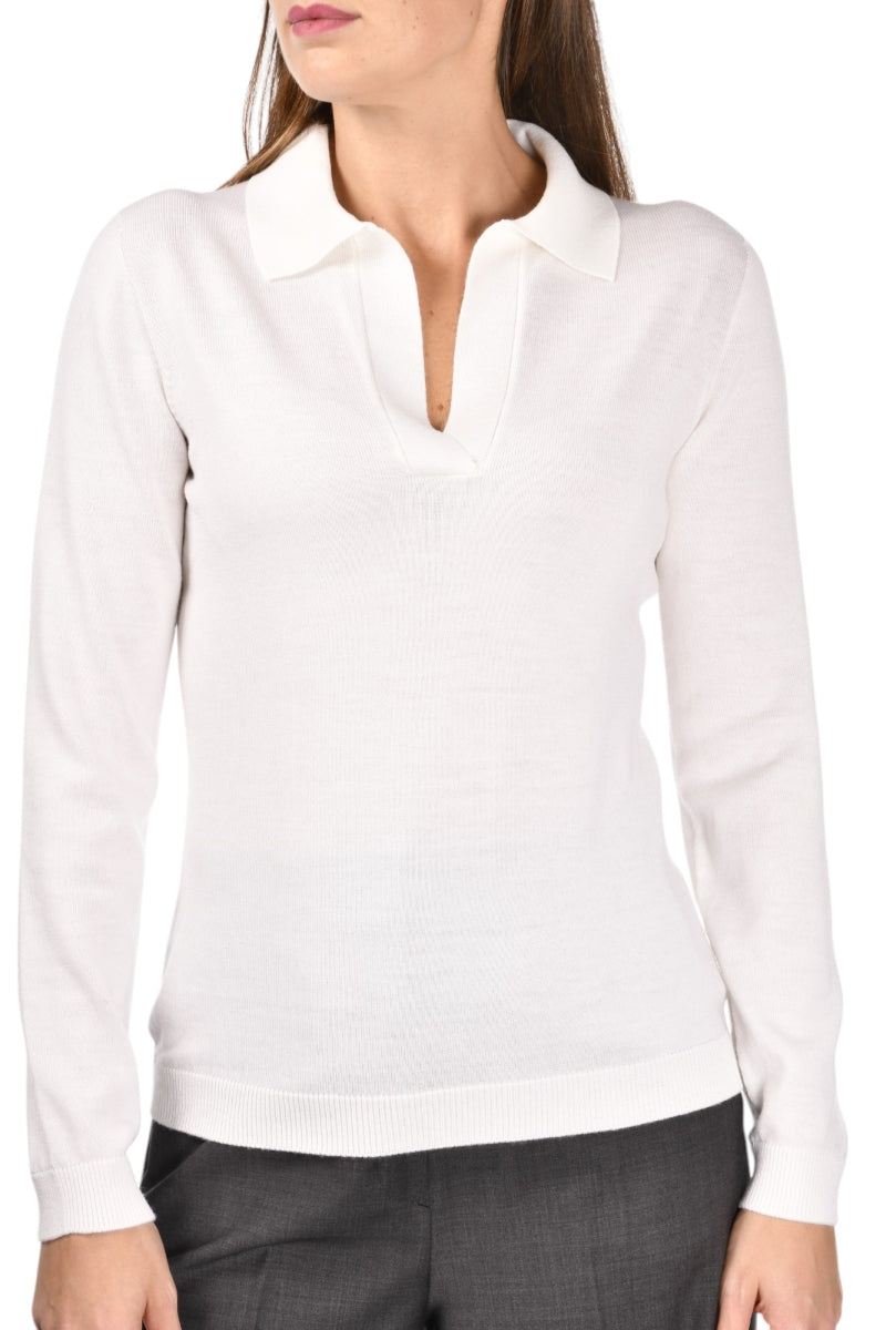 GRAN SASSO Polo Donna Skipper Lana Merino-Bianco
