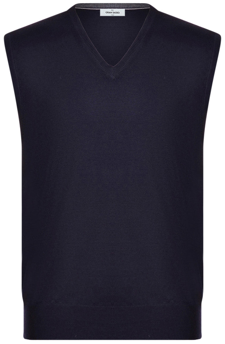 GRAN SASSO Gilet Uomo Lana Merino-Blu Navy