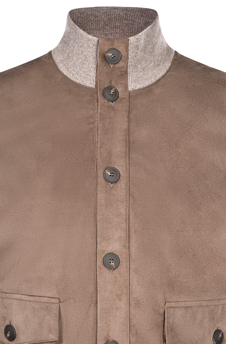 GRAN SASSO Giubbino Uomo Cashmere Alcantara-Marrone Tortora