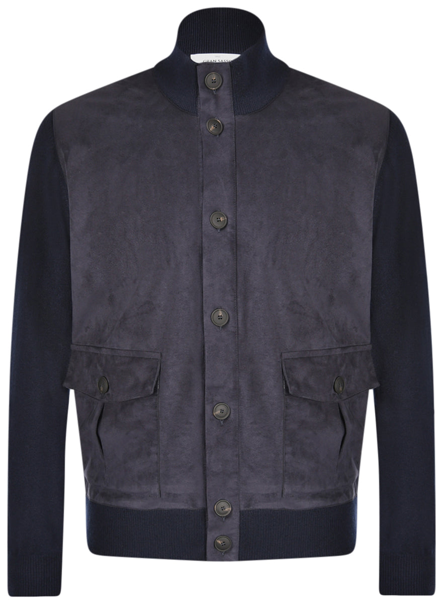 GRAN SASSO Giubbino Uomo Cashmere Alcantara-Blu Navy