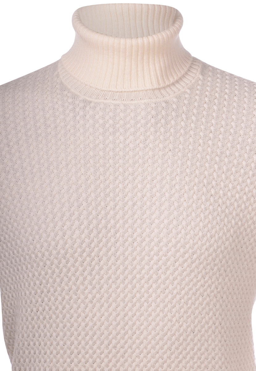 GRAN SASSO Maglia Uomo Dolcevita Micro Trecce-Panna