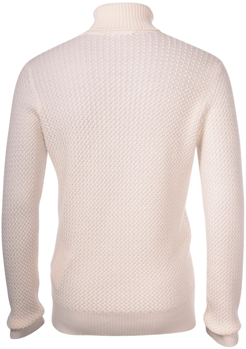 GRAN SASSO Maglia Uomo Dolcevita Micro Trecce-Panna