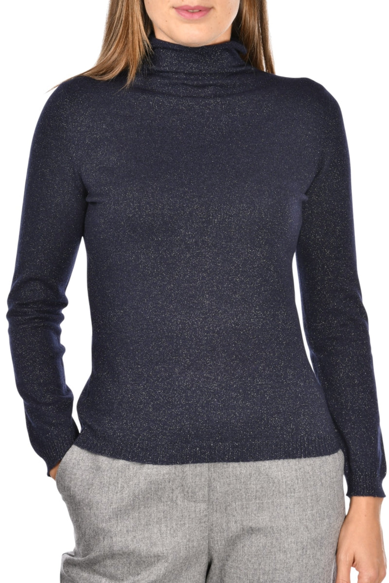 GRAN SASSO Maglia Donna Lupetto Lurex-Blu Navy