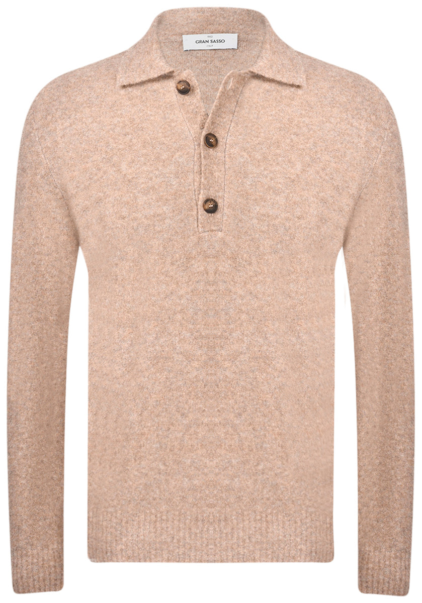 GRAN SASSO Maglia Uomo Polo Bouclé-Nocciola