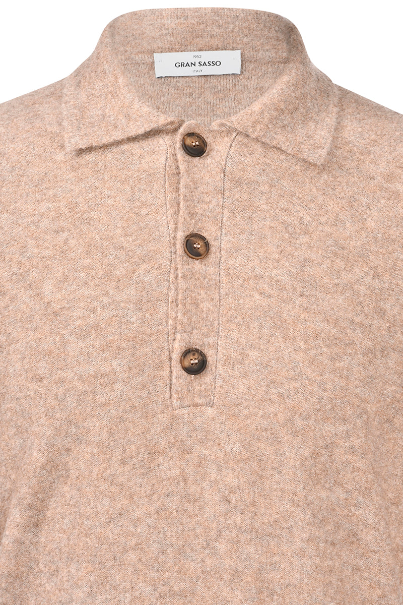 GRAN SASSO Maglia Uomo Polo Bouclé-Nocciola