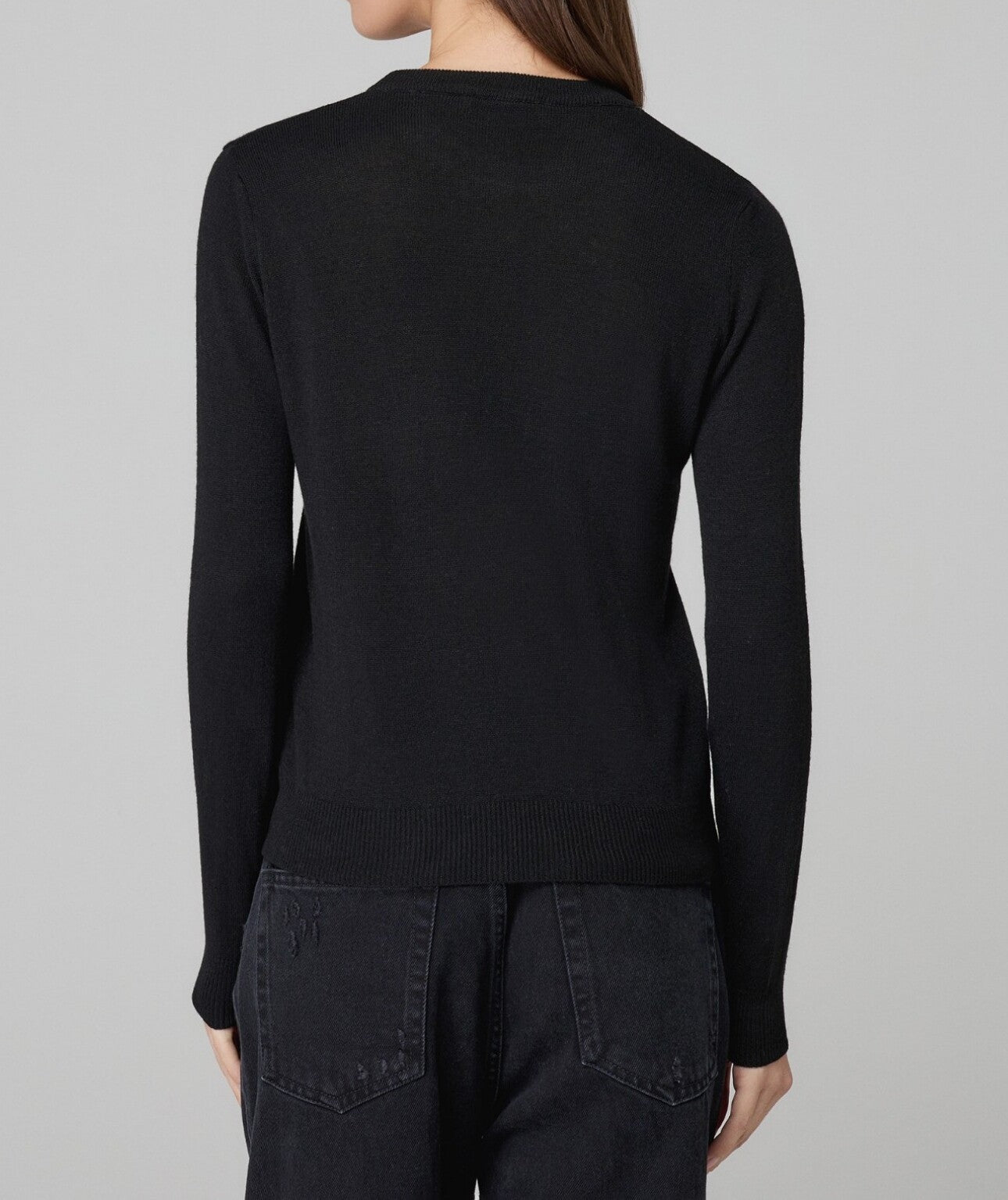 HINNOMINATE Maglia Donna Girocollo Logo Jacquard-Nero