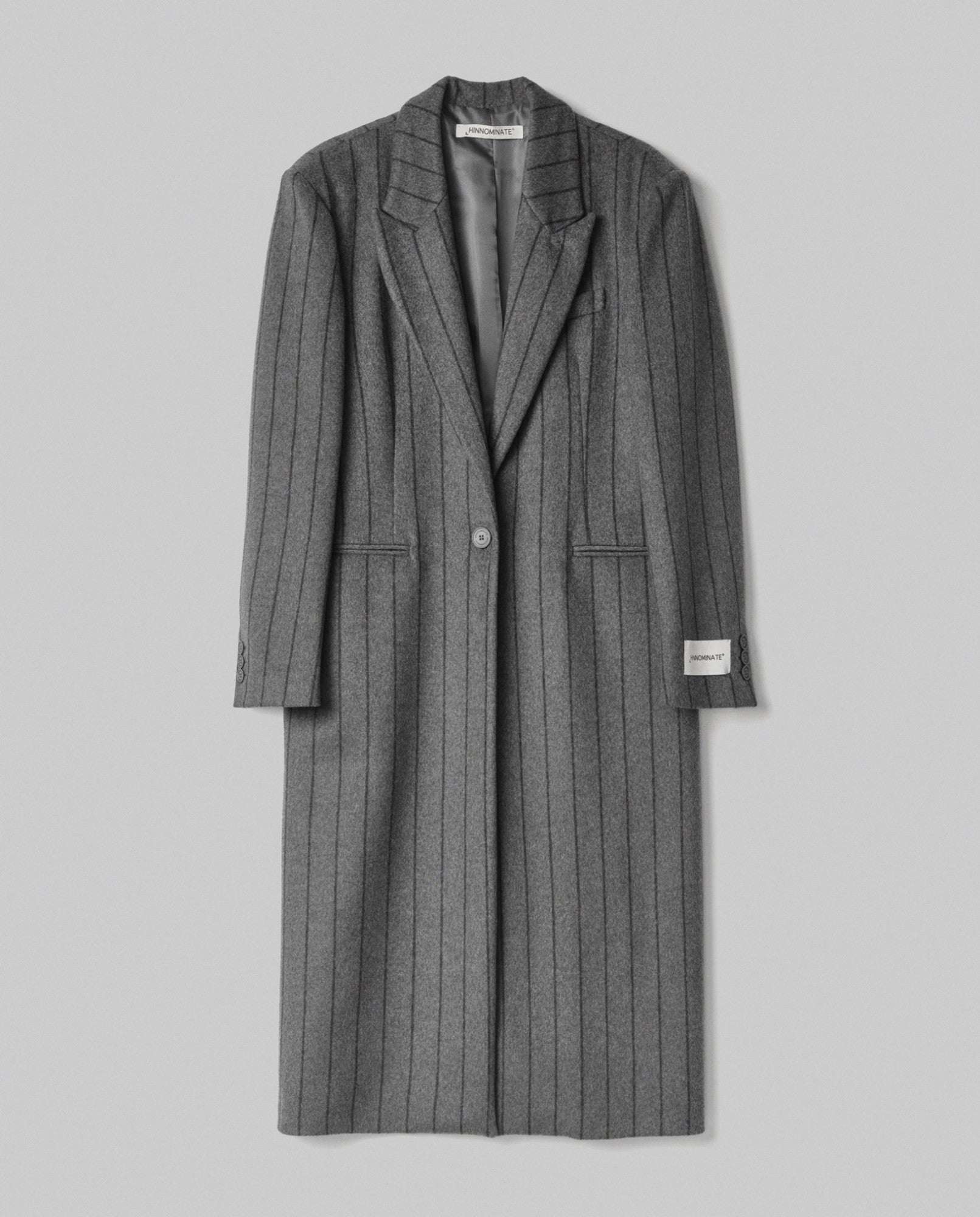 HINNOMINATE Cappotto Donna Lungo Gessato-Grigio Melange
