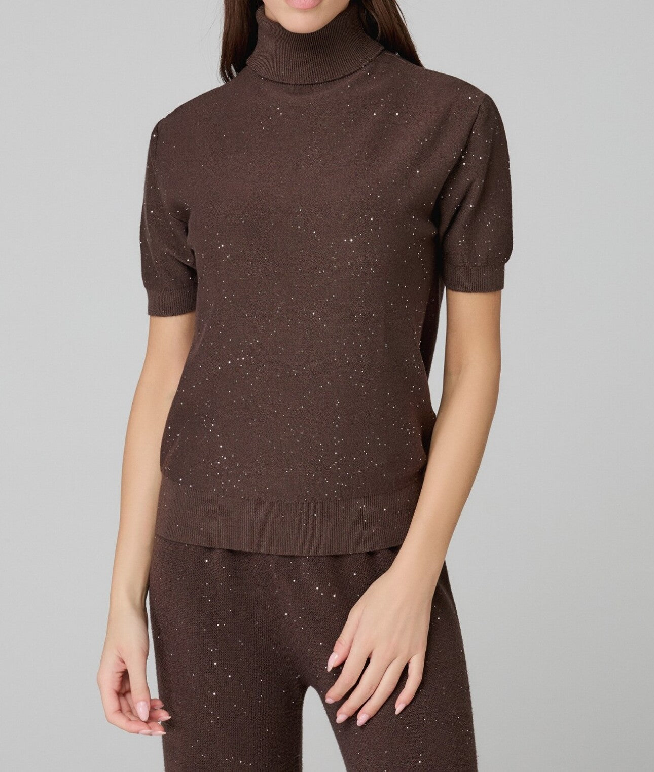 HINNOMINATE Maglia Donna Dolcevita Paillettes-Moro