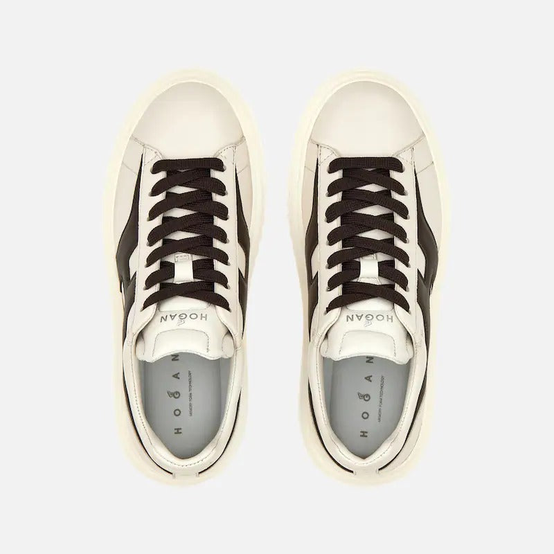 HOGAN Sneaker Donna H-Stripes-Avorio Marrone