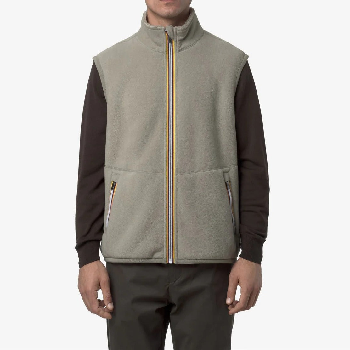 K-WAY Gilet Uomo YANNICK SHERPA POLAR Reversible-Green Oak
