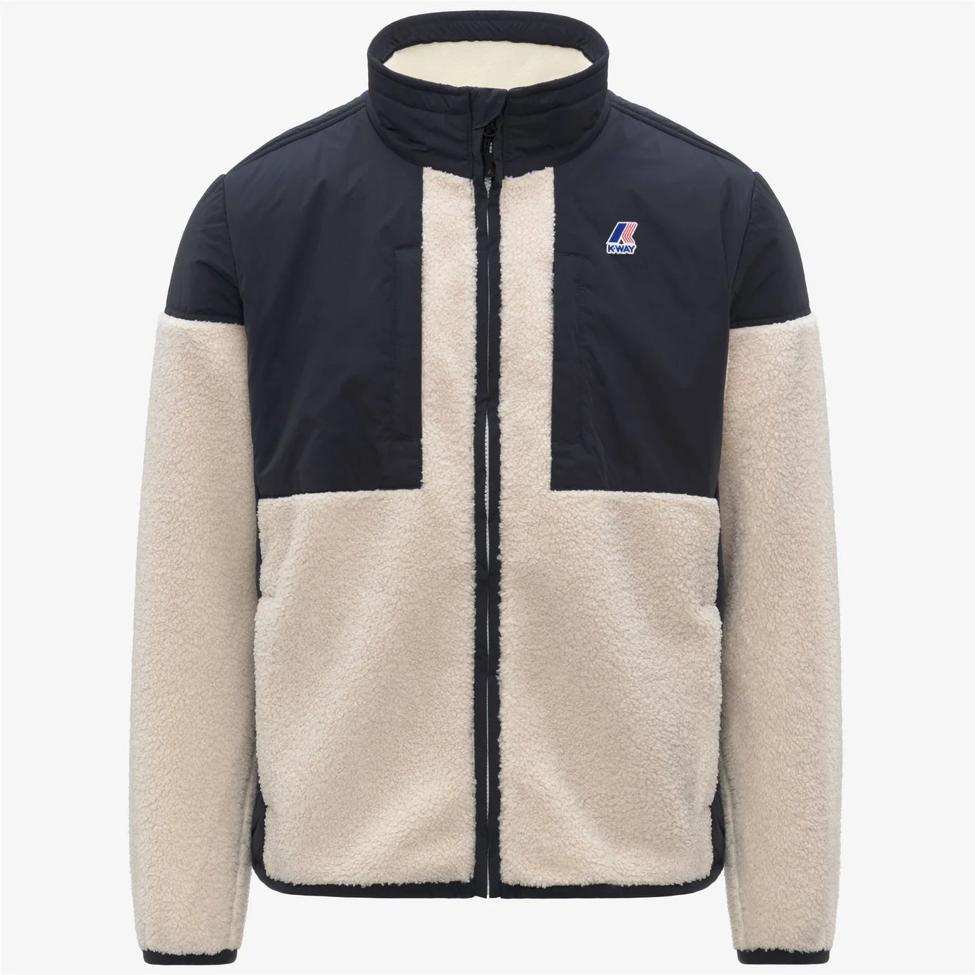 K-WAY Giubbino Uomo SIXTIE 4.0 ORSETTO-Blue Depth Ecru