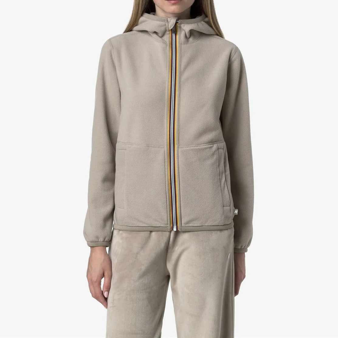 K-WAY Giubbino Donna Lily Velour Reversible-Beige Cashmere