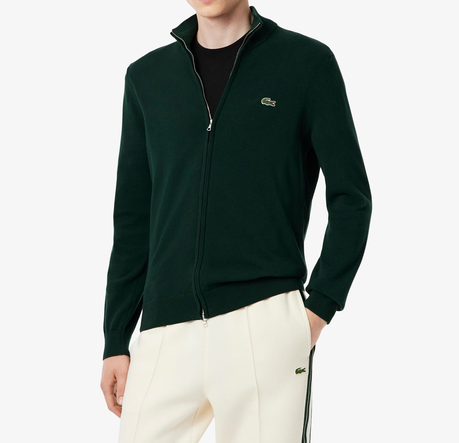 LACOSTE Pullover Uomo Cotone Zip- Verde Sinople