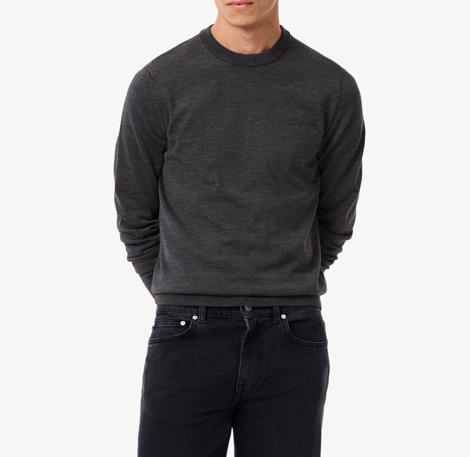 LACOSTE Pullover Uomo Lana Merino-Grigio Chine