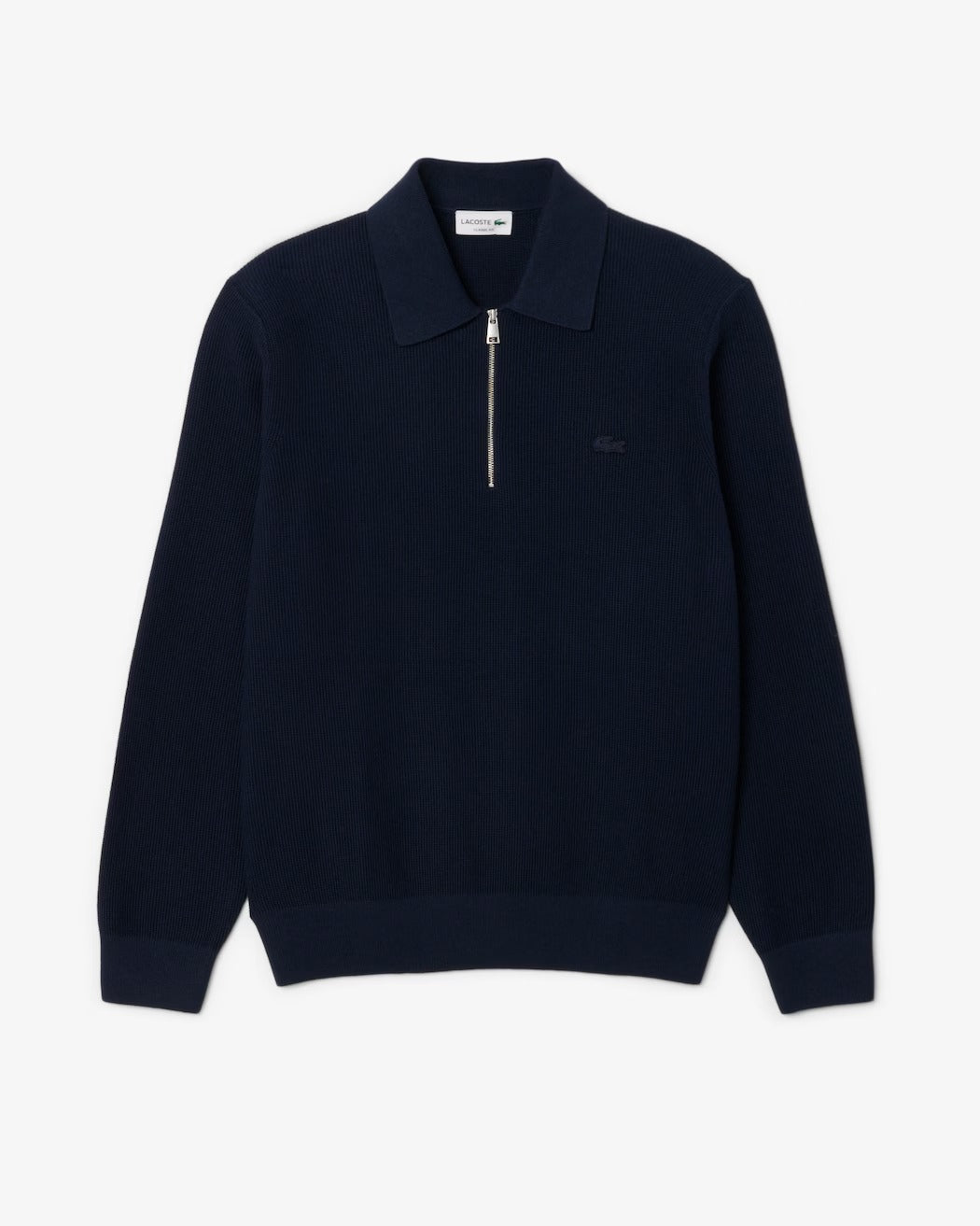 LACOSTE Pullover Polo Uomo Lana Cotone Mezza Zip-Blu Navy