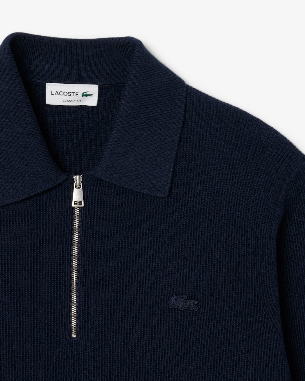 LACOSTE Pullover Polo Uomo Lana Cotone Mezza Zip-Blu Navy