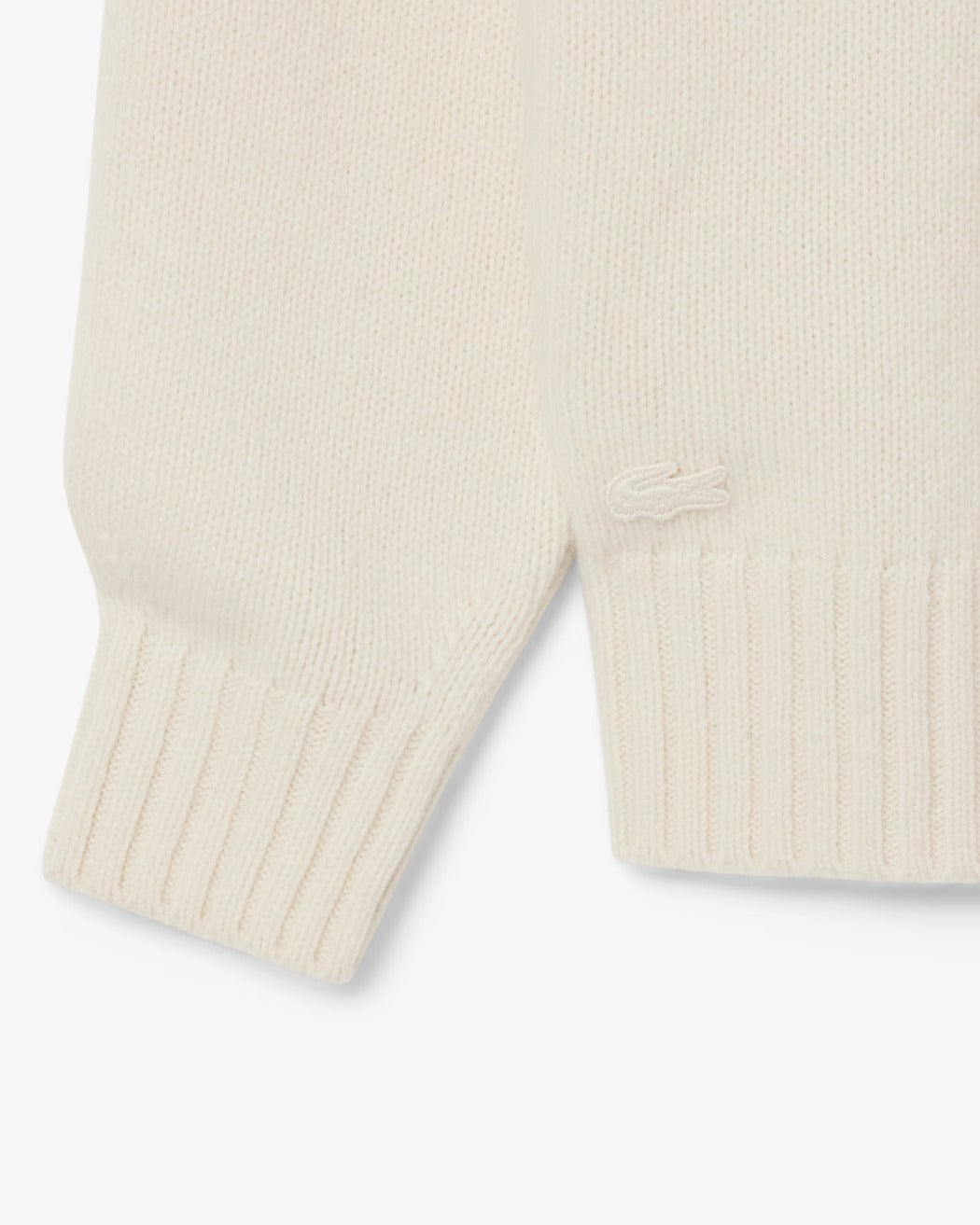 LACOSTE Pullover Uomo Lana Cardata Logo Jacquard-Bianco