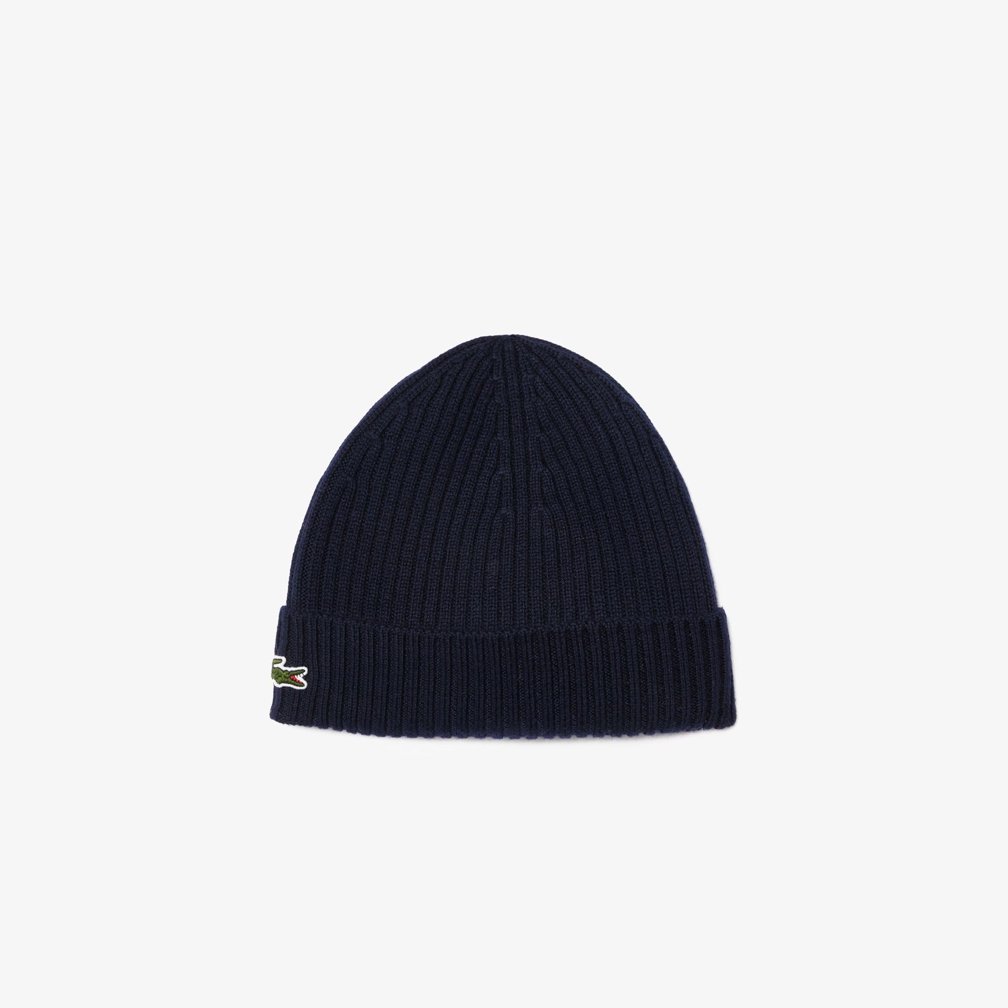 LACOSTE Berretto Unisex Lana Spazzolata Costine-Blu Navy