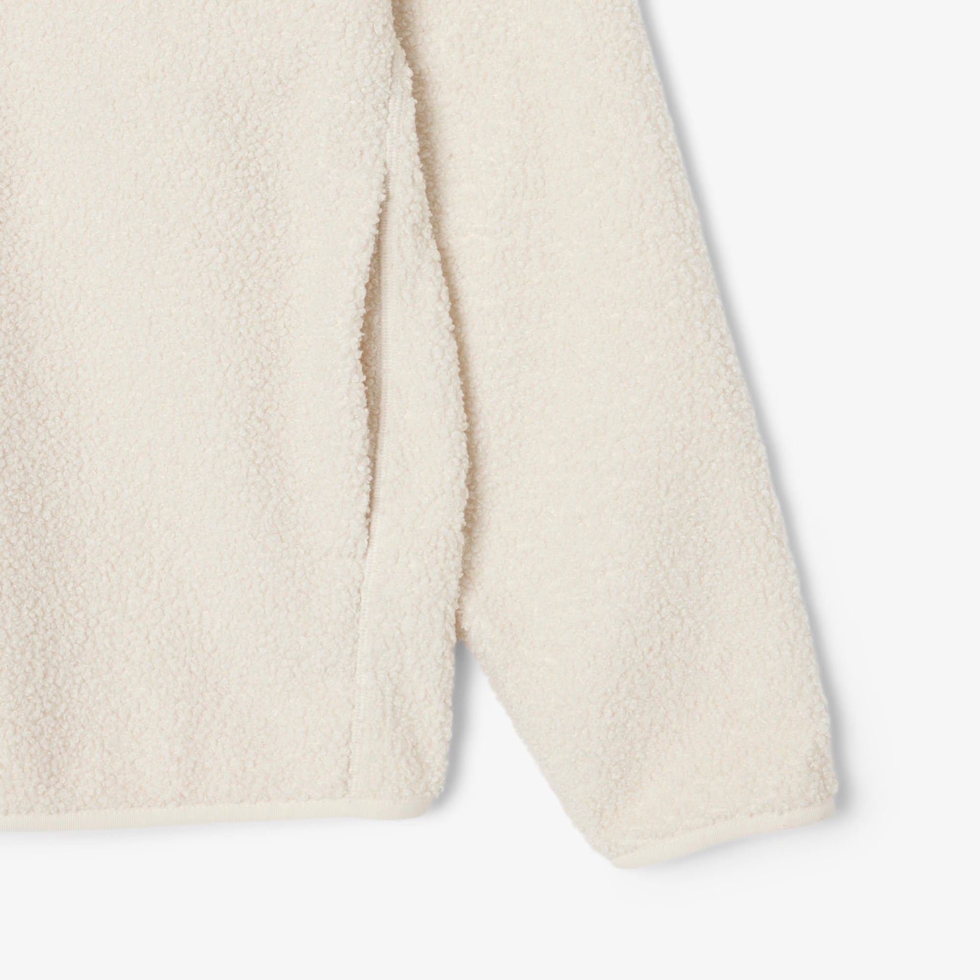 LACOSTE Felpa Uomo Sherpa Mezza Zip-Bianco