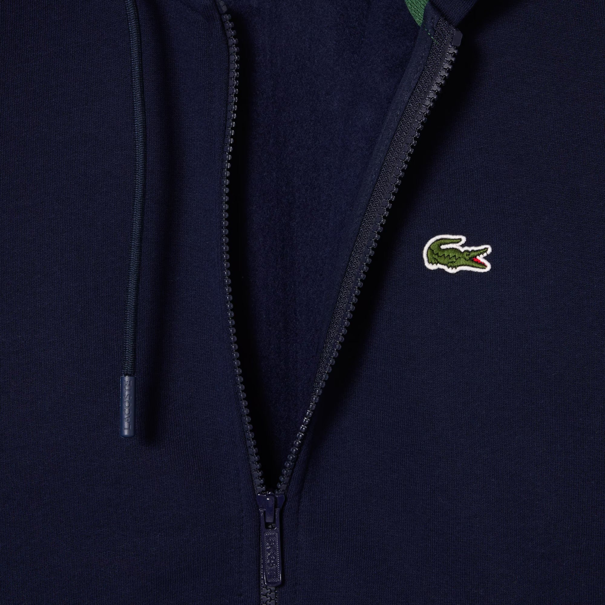 LACOSTE Felpa Uomo Cappuccio Zip-Blu Navy