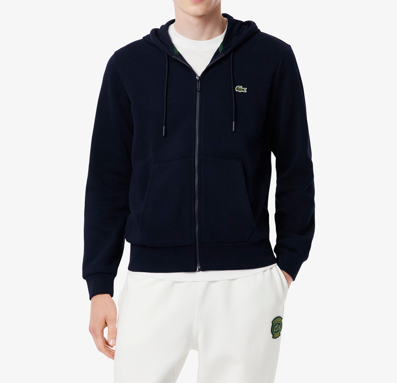 LACOSTE Felpa Uomo Cappuccio Zip-Blu Navy