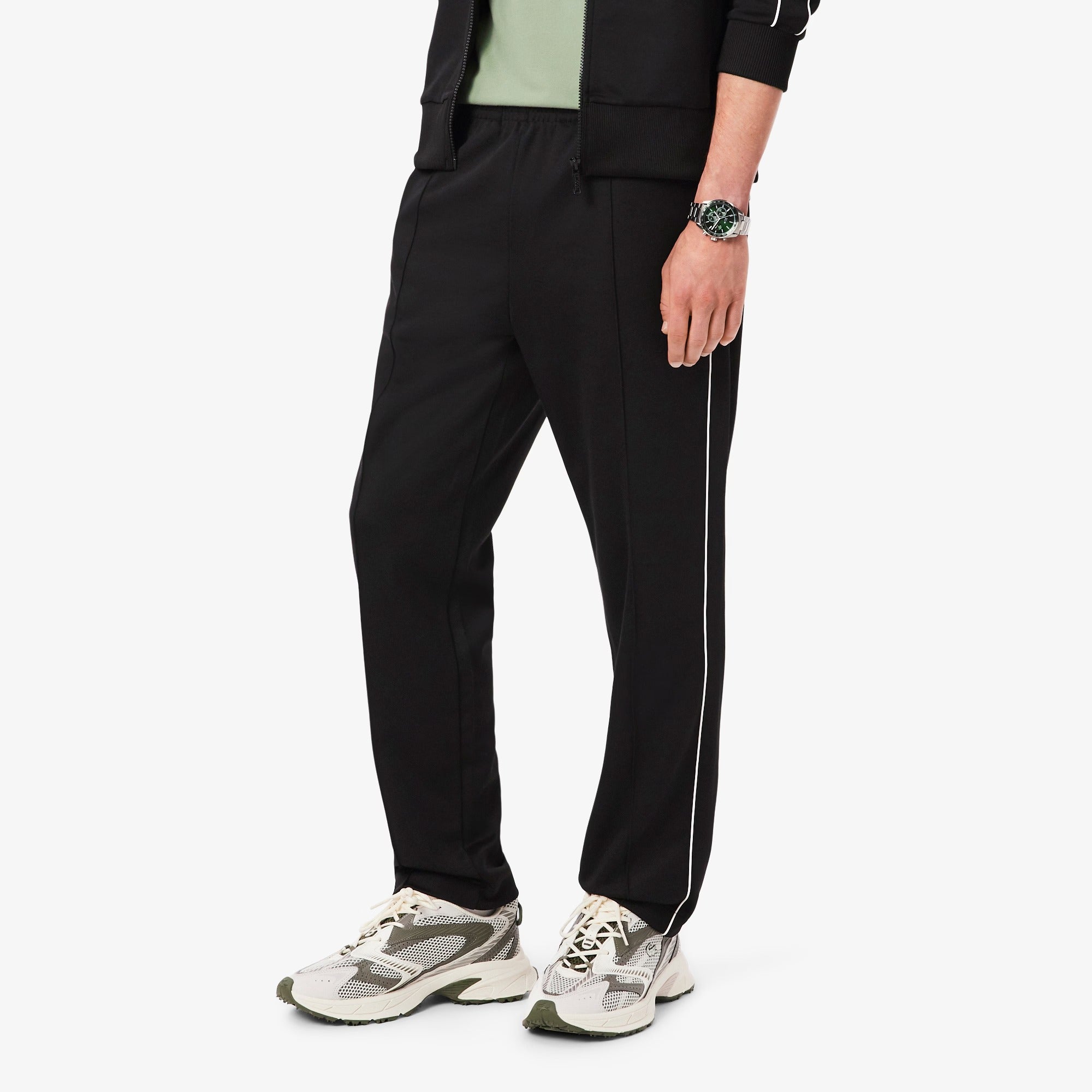 LACOSTE Pantalone Tuta Uomo Piqué-Nero
