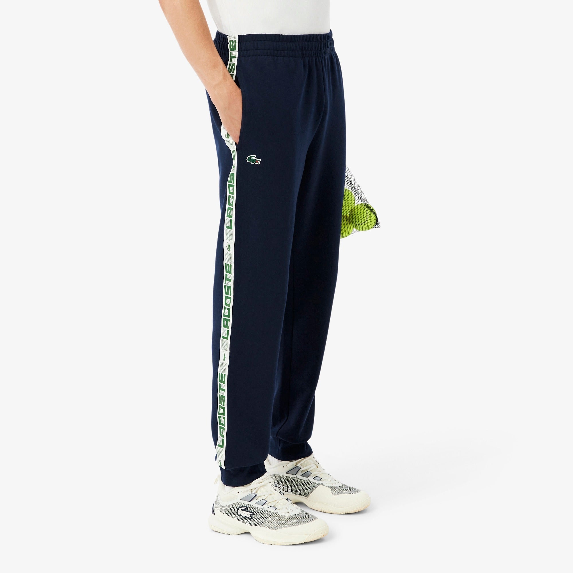 LACOSTE Pantalone Tuta Uomo Banda Logo-Blu Navy