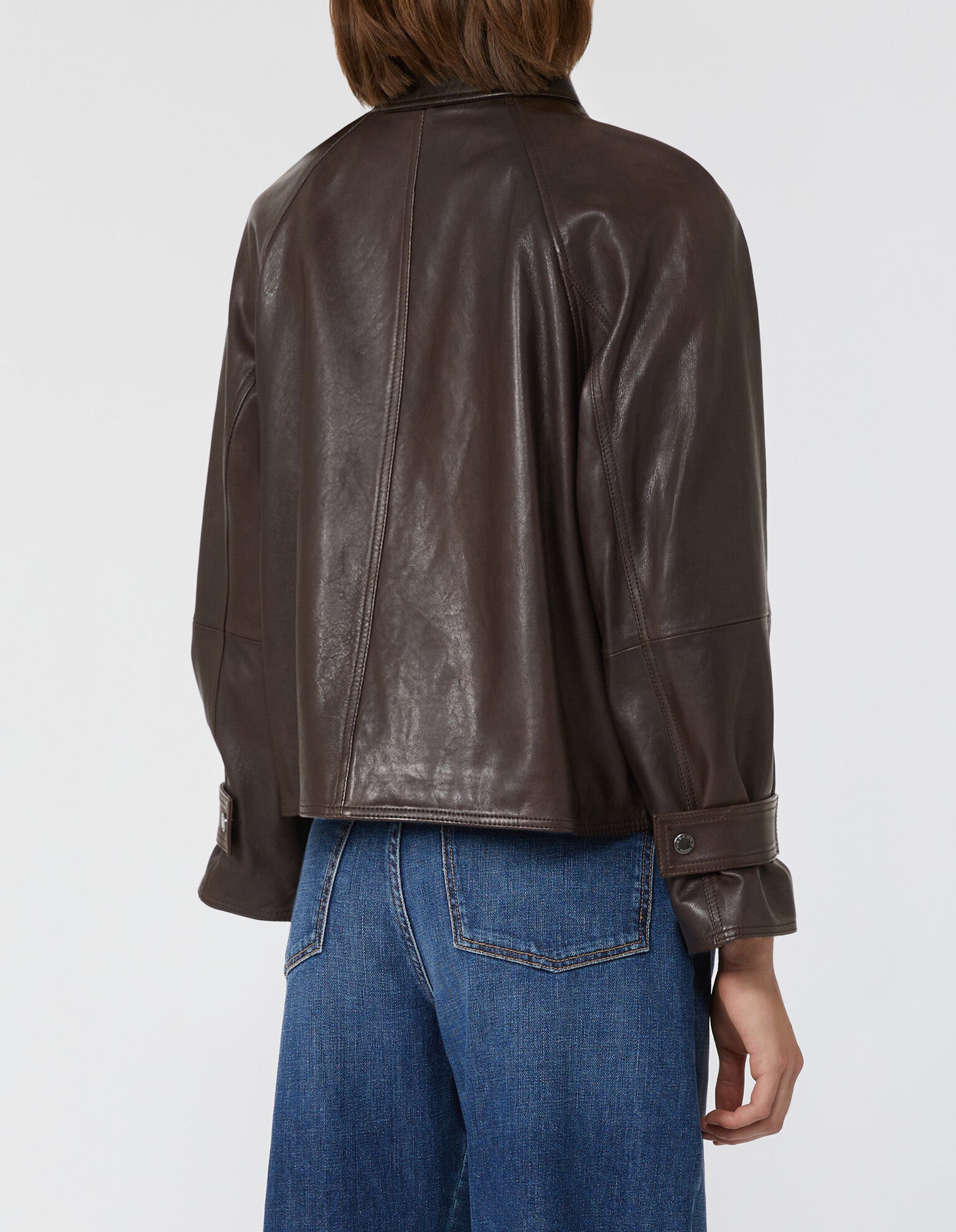 MAX MARA Giacca Berbice Pelle-Marrone Scuro