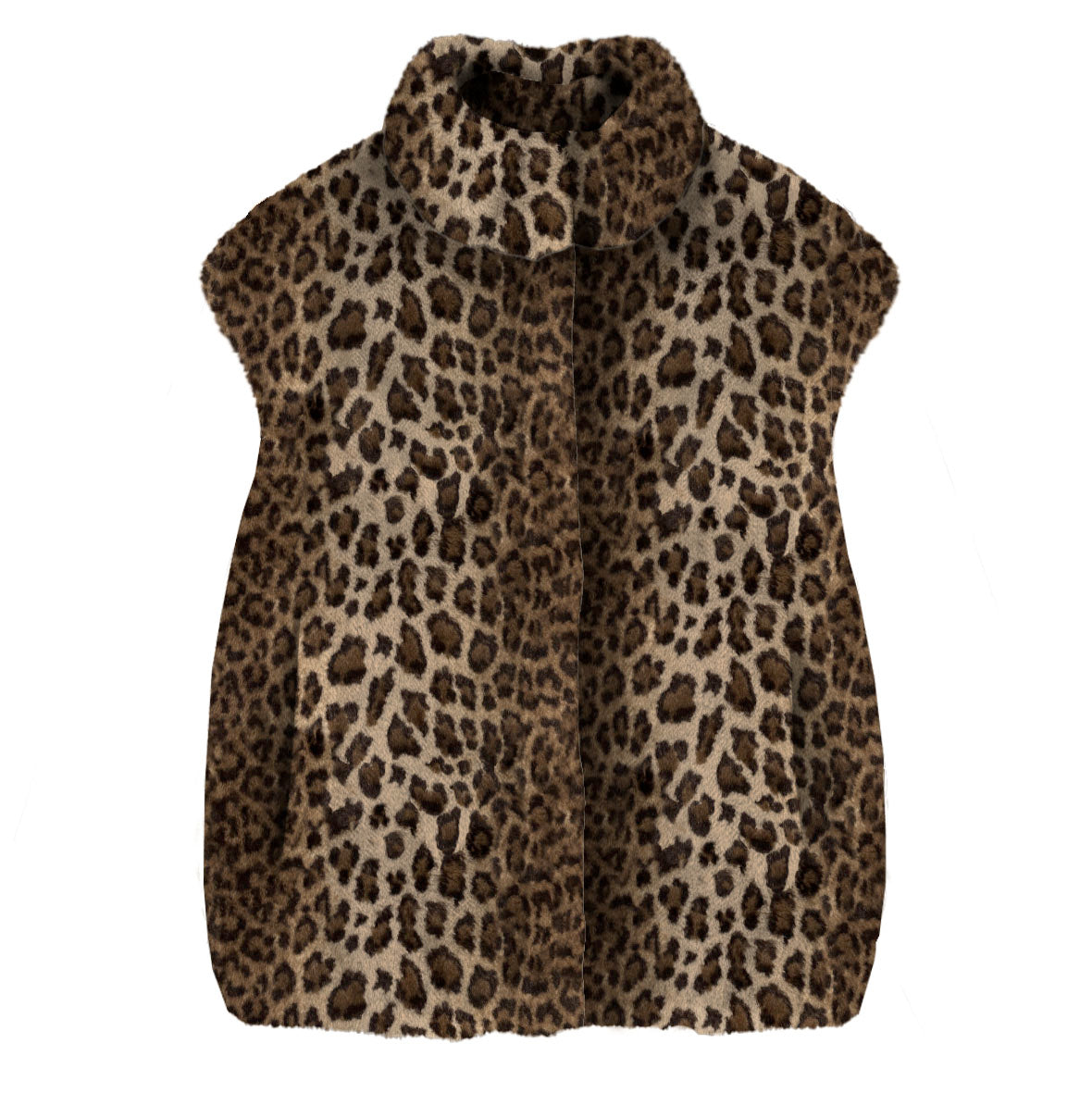 MC2 SAINT BARTH Gilet Donna Ambre Fur-Leopardy Marrone