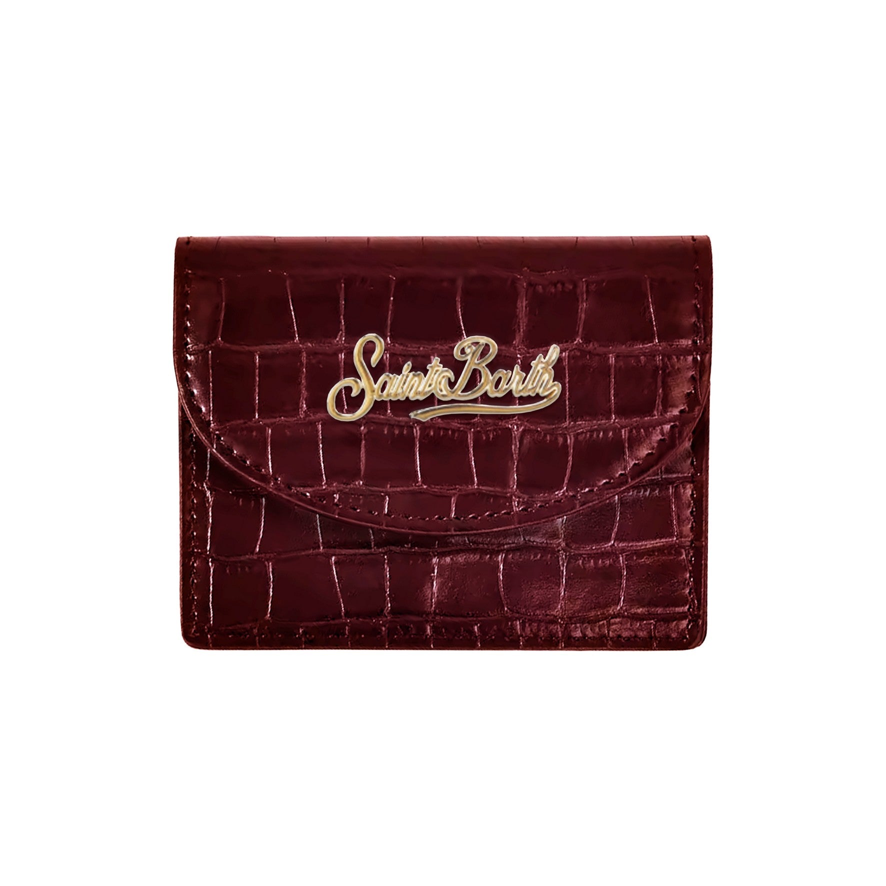 MC2 SAINT BARTH Portacarte CARD HOLDER Croco Leather-Bordeaux