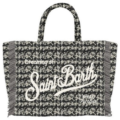 MC2 SAINT BARTH Borsa COLETTE TWEED-Nero Bianco