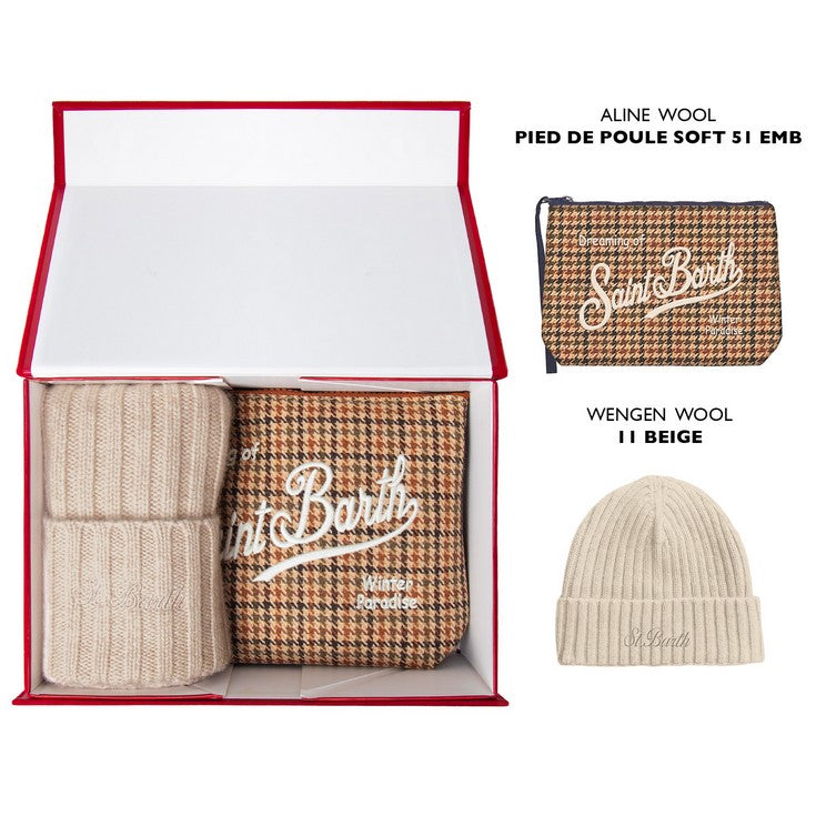 MC2 SAINT BARTH Set Regalo Christmas Box Uomo Tartan-Pied de Poule Beige