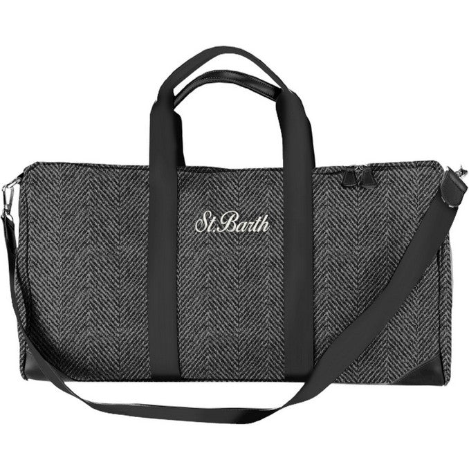 MC2 SAINT BARTH Borsone da viaggio Jetleg Wool-Herringbone Nero
