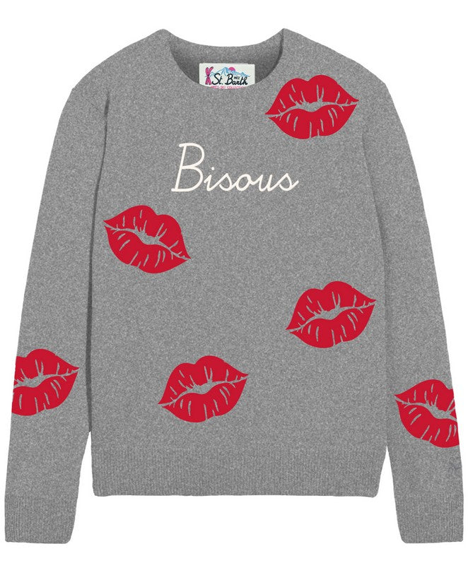 MC2 SAINT BARTH Maglione Donna NEW QUEEN PRINTED-Bisous Grigio