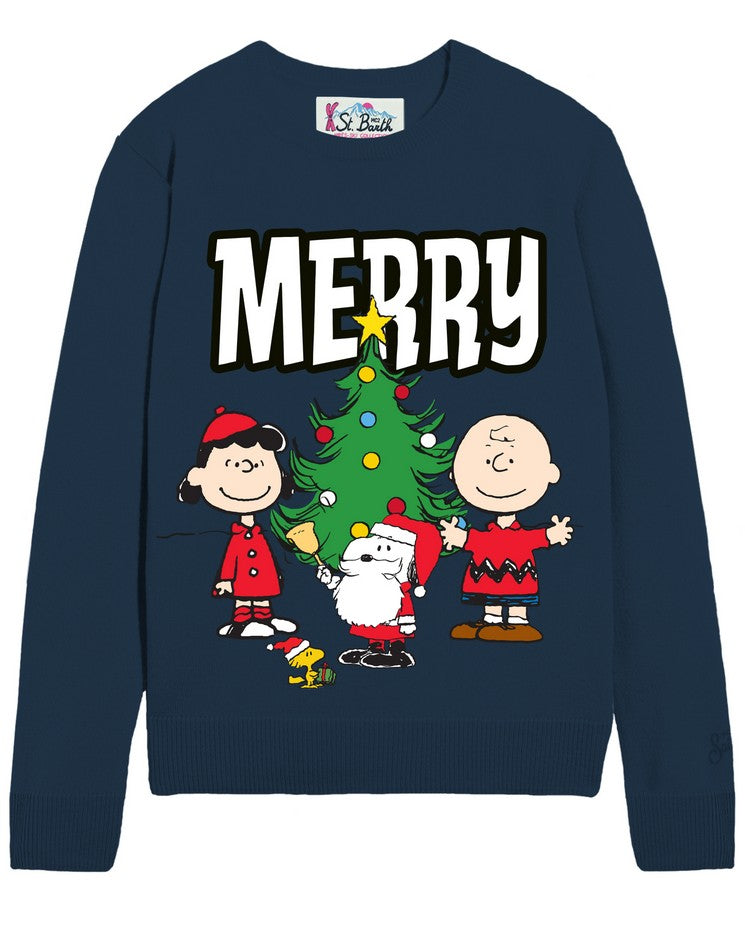 MC2 SAINT BARTH Maglione Donna NEW QUEEN-Peanuts Christmas Navy