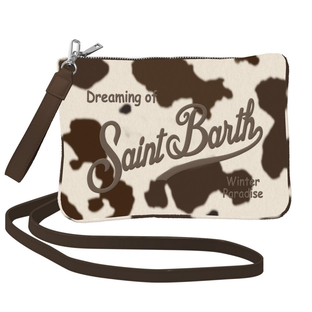 MC2 SAINT BARTH Pochette Parisienne Mini Velvet-Paillettes Argento