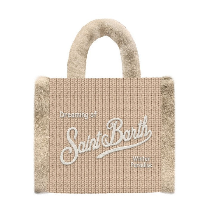 MC2 SAINT BARTH Borsa Vanity Mini Shearling Rib-Beige
